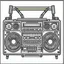 Placeholder: A simple horror type line drawing of a boombox