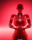 Placeholder: A beautiful portrait of a cyborg body women red color scheme, high key lighting, volumetric light high details psychedelic background