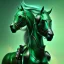 Placeholder: A beautiful portrait of a cyborg horse green color scheme, high key lighting, volumetric light high details psychedelic background