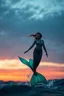 Placeholder: Ultra realistic photo mermaid in full size swim rough colored big ocean at sunset time concept ,full size, science, technology,future,electric ,futuristic style, design, practicality,manufacturability,performance, performance, HOF, professional photographer, captured with professional DSLR camera, trending on Artstation, 64k, full size, ultra detailed, ultra accurate detailed, bokeh lighting, surrealism, background,(((realism, realistic, realphoto, photography, portrait, , realistic, beautiful,