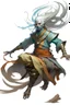 Placeholder: Air genasi from dnd with ashesen skin and asian flowing hair Monk attire with ash giant