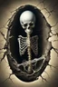 Placeholder: a haunting image of an embryonic human skeleton emerging from a cracked egg