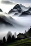 Placeholder: Winter fog crawls over Wasserflue mountain located in northern Switzerland.
