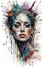 Placeholder: Fulcolor illustration of spots and splashes, illustration,, ink drawing, white background, drawing by Carne Griffiths