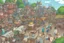 Placeholder: cartoon illustration of a city with a lot of shops and people, studio ghibli concept art, mit technology review, interconnections, quaint village, monkey island, boardgamegeek, stacked houses, webtoon, by David B. Mattingly, by Kelly Sueda, steampunk air haven