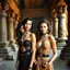 Placeholder: Female fashion models in the Temple of Doom.