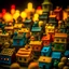 Placeholder: Odd dada village made of modeling clay, odd, block colours, houses, naïve, Tim Burton, Harry Potter, surreal landscape, sharp focus, colorful, stars and planets, bokeh, 8k, highly detailed, large format film, medium format film, shot on Hasselblad