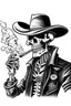 Placeholder: Skeleton cowboy smoking a cigar,Hand drawn,Bold lines,Simple,—ar 11:14,Outlined,in the style of Modern Comic Book Art,No Background Simple design,use of Negative space.