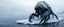 Placeholder: airbrush 3d rendering, frontal close up of cyberpunk alien gremlin underneath chrome centipede lobster huge space ship on small frozen island in lake, pinhole cam, background motion blur