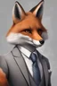Placeholder: Anthropomorphic fox in a grey suit and hyper-realistic 8K tie