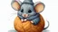 Placeholder: fantasy cartoon style illustration: A tiny mouse is sitting in a mitten.