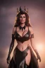 Placeholder: Raquel Welch as evil queen in black leather gown, angry, busty, curvey, cleavage, unreal 5, octane render,cinema4d, dynamic lighting, dramatic lighting, 4k, redshift render, highly detailed, hyper realistic