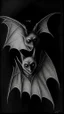 Placeholder: pencil drawing of bat, Spooky, scary, halloween, black paper