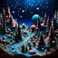 Placeholder: Detailed creepy landscape made of modeling clay, village, stars and planets, Roger Dean, naïve, Tim Burton, strong texture, Ernst Haekel, extreme detail, Max Ernst, decal, rich moody colors, sparkles, Yves Tanguy, bokeh, odd