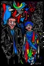 Placeholder: expressionism, Pixar style, in abstract art Basquiat, Picasso, Miro, Kandinsky, Klee, Birell, Fairey, Ardon, Buffet and Picasso style, HD --s 750 --v 5.1 --style raw, water color, black background