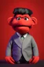 Placeholder: Waist up muppet Portrait, Kim Jong-un as muppet doll, black suit, photo studio, red background, unreal engine 5, concept art, art station, god lights, ray tracing, RTX, lumen lighting, ultra detail, volumetric lighting, 3d.