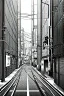 Placeholder: Tokyo alley, line arts, greyscale