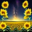 Placeholder: above a field of sunflowers the Milky Way curves in a summer sky digital art