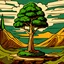 Placeholder: a cypress tree symbol, comic style, Persian, relates to a criminal case