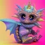 Placeholder: cute, adorable baby dragon made of crystals and gems, glittery scales, iridescent wings, pot belly, large eyes, sitting on a cloud of cotton candy, muted rainbow colors, intricate, fine detail, 8k, sharp, crisp, high-quality, 3d octane render, brian froud, howard lyon, selina french, anna dittmann, lisa parker, greg rutowski, alphonse mucha