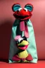 Placeholder: Fashion bag made with muppet fabric, Sesame Street style, fashion photo studio, clean background, unreal engine 5, ray tracing, RTX, lumen lighting, ultra detail, volumetric lighting, 3d.