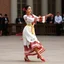 Placeholder: azeri female with traditional silck dance clothing,midi skirt dance shoes