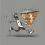 Placeholder: stick man running after a slice of pizza