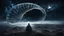 Placeholder: Melancholy, a person sitting alone beneath a giant transparent skin-shaped shell suspended in the night sky, staring into an endless universe, distant galaxies reflected in tear-filled eyes, surreal symbolism of being trapped inside oneself, cold moonlight, soft fog, dreamlike melancholy, existential sadness, poetic and haunting atmosphere, fine art photography, cinematic lighting