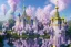 Placeholder: a magical crystal flower magnolias wisteria blue gold house russian palace castle in the woods, magnolias pink,blue lake,sun,white swanns,pink vertical, blue lake,sharp, vines, candlelit, endor, ornate, elegant, highly detailed, artstation, concept art, smooth, sharp focus, illustration, 8k, splash art, wallpaper, key visual