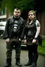 Placeholder: young 33 year old chubby tatood girl and a 25 years old boy, dressed in gothpunk clothing and boots,