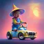 Placeholder: A one-year-old boy rides in the plastic funny toy-car on the middle of a busy street in new york. He has and a large-brimmed straw hat. somehow photographic bright colors and sunset, fantasy art, Anna Dittmann, digital painting, dan mumford, oil on canvas, jeff koons, akihito yoshida, wlop, kodachrome,