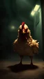 Placeholder: chicken monster with eerie lighting and a haunting atmosphere , photo / ultra realistic."