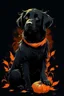 Placeholder: graphic Halloween, black dog, furry
