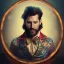 Placeholder: circus, ringleader, portrait, Arthur Kulkov, handsome, Russian, ringleader, muscular, man, strong, detailed matte painting, deep color, fantastical, intricate detail, 8k resolution, concept art portrait by Greg Rutkowski, mystical colors, Golden hour, colorful galaxy foreground, lisa frank fantasy, neon pastel color palette, beautiful colorful interesting detailed storybook fantasy