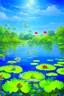 Placeholder: impressionism nature peace communication compassion tranquility water lillies birds blue sky