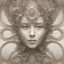Placeholder: Biomechanical generative art of a woman's face with intricate floral elements, 3D rendering, surreal distortion, high quality, abstract sculpture, Benoit B. Mandelbrot, surreal, generative art, intricate floral details, biomechanical, intricate details, highres, abstract, surrealistic, 3D rendering, complex, organic, detailed eyes, professional, surreal lighting