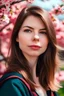 Placeholder: portrait of a beautiful girl among sakura flowers