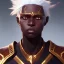 Placeholder: African male swordsman, white hair, dreadlocks, leather armor, fantasy art, portrait