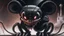 Placeholder: a spider mickey mouse hybrid, photorealism, movie screen capture, horror, sci-fi, retrofuturism, evil, demon-like