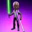 Placeholder: Hairless Samuel jackson purpleGlow jedi bobblehead holding a Single (purple) lightsaber sword Handle and boots