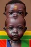 Placeholder: baby robot portrait in Kente, rusted clocks eyes, cinematic, scaffolding, ghana flag, african pattern symbols, engraved, 8k quality