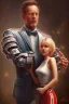 Placeholder: american dream painint man holding a robot girl