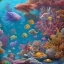 Placeholder: mermaid full body coral reef background