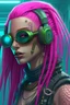 Placeholder: mermaid cyberpunk some fish scales on face pink hair dreadlock sunglasses