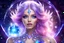 Placeholder: beautiful bright fairy cosmic women with cosmic hair, crystal jewel and dressed with a magic crystal suit