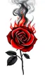 Placeholder: a rose where the stem and leaves(black) is made of smoke, and the flower(red) is made of flame shapes that spiral in the middle, vector in a tattoo style