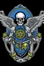 Placeholder: A coat of arms featuring the angel of death, and science fiction weapons