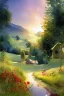 Placeholder: a beautiful night in the swedish countryside, watercolor painting by vladimir volegov