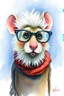 Placeholder: SKETCH WATERCOLOR PASTEL COLOURS - “Mr. Whiskers McStreusel old mouse, a wiry fellow with wild white hair and glasses so large they practically covered his whole face.”