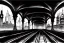 Placeholder: Train under bologna portici+Gothic city+ BioShock+Dishonored+Bloodborne+trieste+Edinburgh+Chicago+victorian London+decòpunk Skyscraper+ +steampunk+biopunk+, croquis architecture, city drawing, perspective drawing, point perspective, architecture croquis drawing